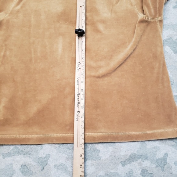 Zenergy By Chico's Sweatshirt Womens 2 Tan Velour Full Zip Hooded - Picture 9 of 10